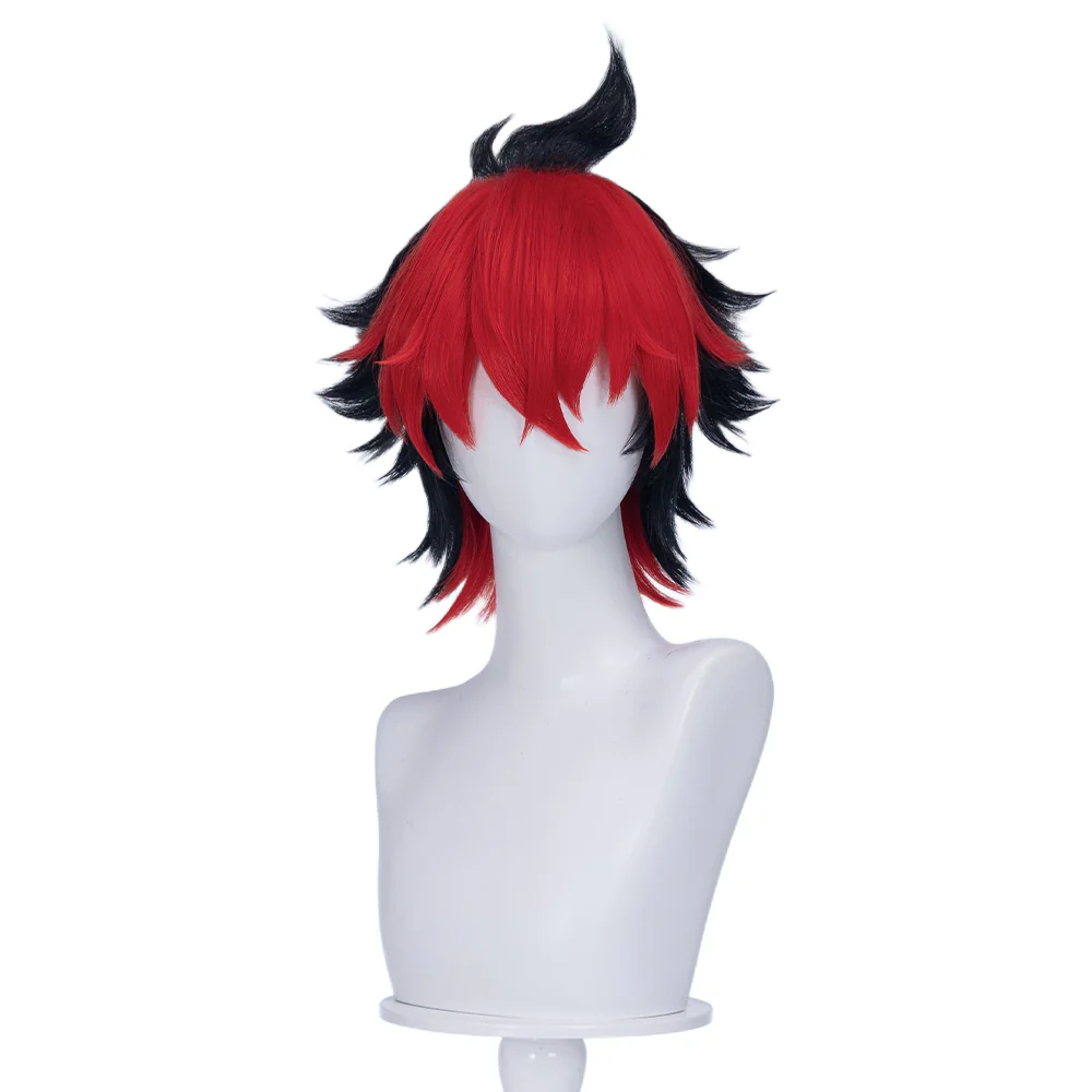 【Red Ver Ready For Ship】DokiDoki Game Zenless Zone Zero Cosplay Komano Manato Wig / Ears / Tail Short Curly Black Red Silver Hair ZZZ - Image 8
