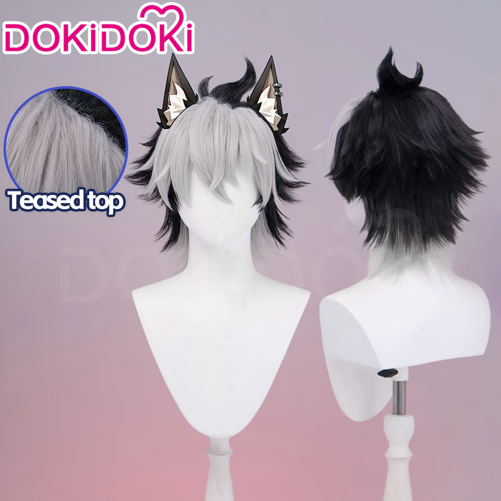 【Red Ver Ready For Ship】DokiDoki Game Zenless Zone Zero Cosplay Komano Manato Wig / Ears / Tail Short Curly Black Red Silver Hair ZZZ - Image 9