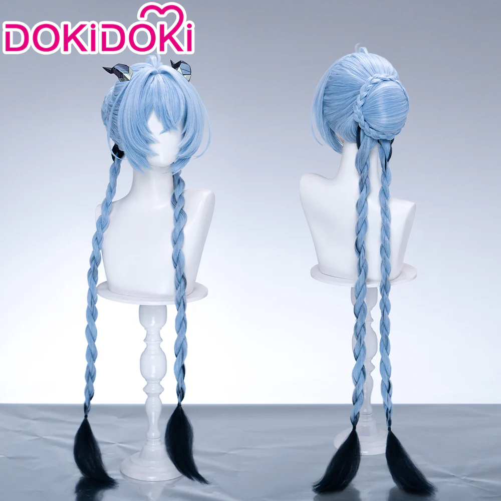 DokiDoki Game Zenless Zone Zero Cosplay Lucia Wig Long Straight Blue Hair Buns Braid zzz