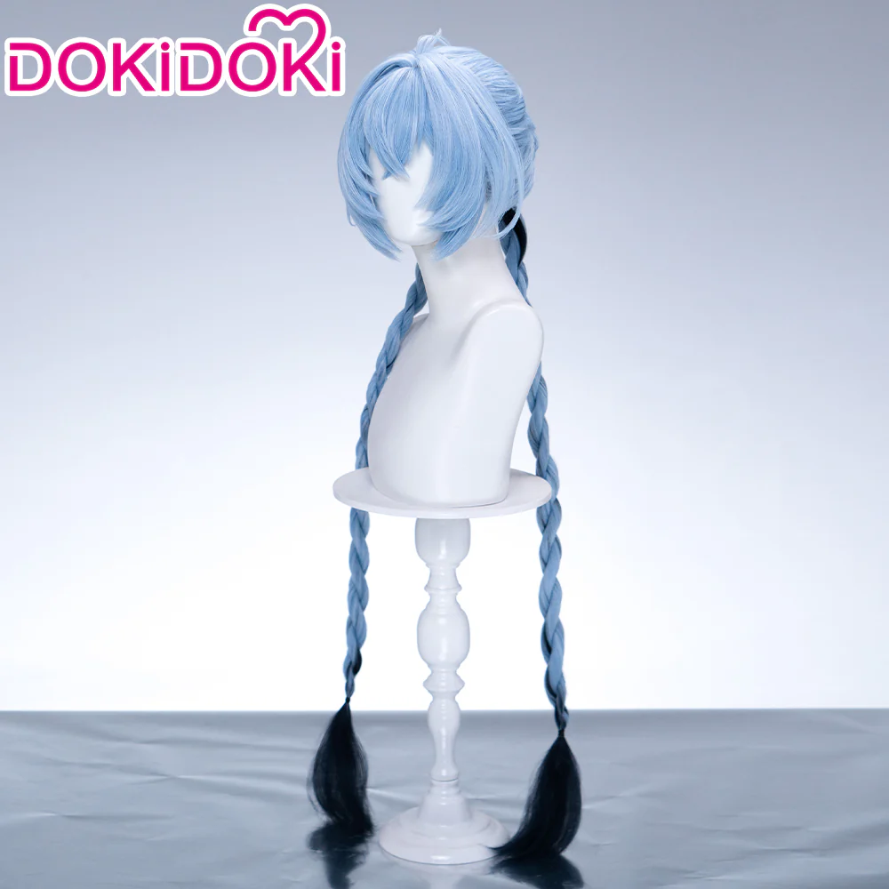 DokiDoki Game Zenless Zone Zero Cosplay Lucia Wig Long Straight Blue Hair Buns Braid zzz - Image 2