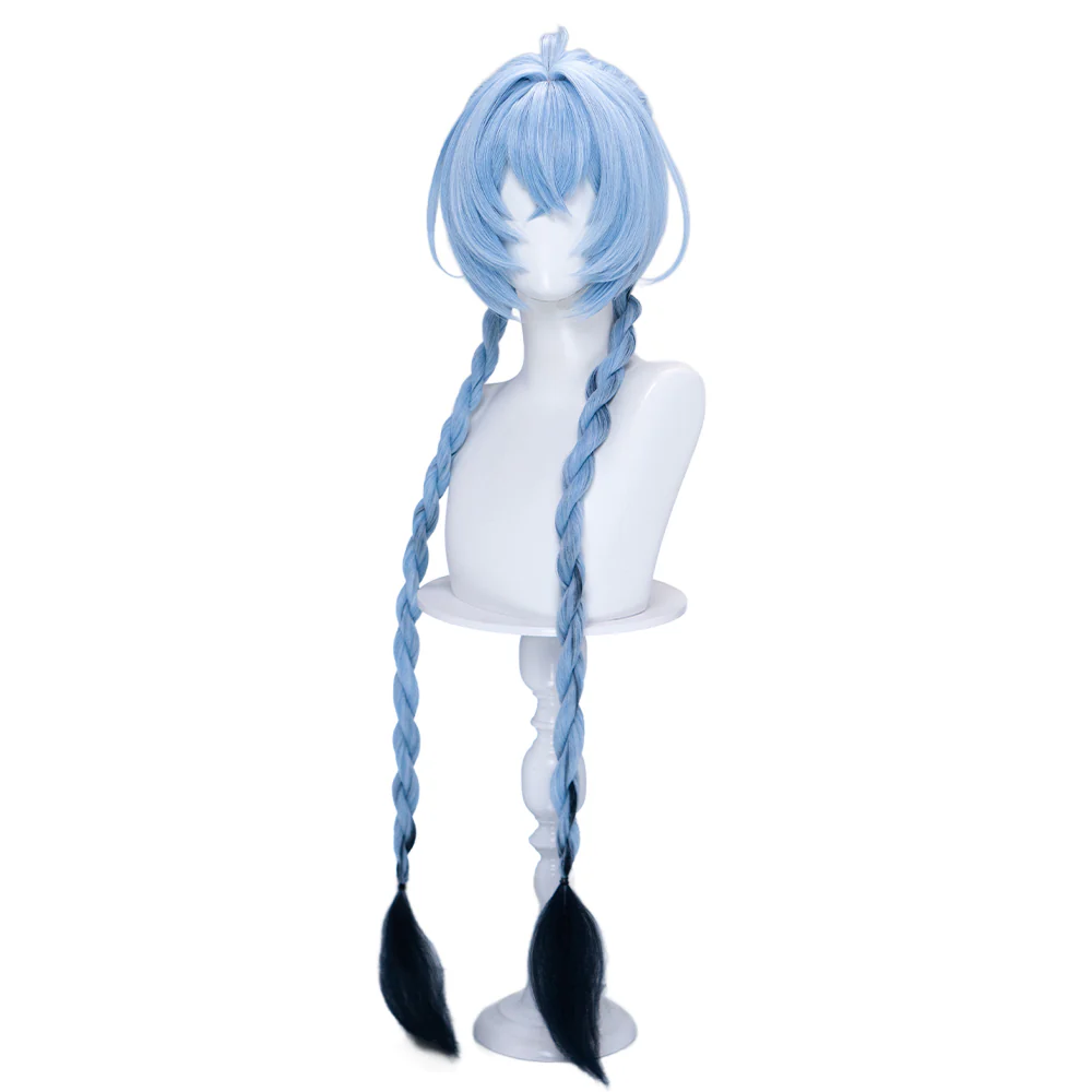 DokiDoki Game Zenless Zone Zero Cosplay Lucia Wig Long Straight Blue Hair Buns Braid zzz - Image 5