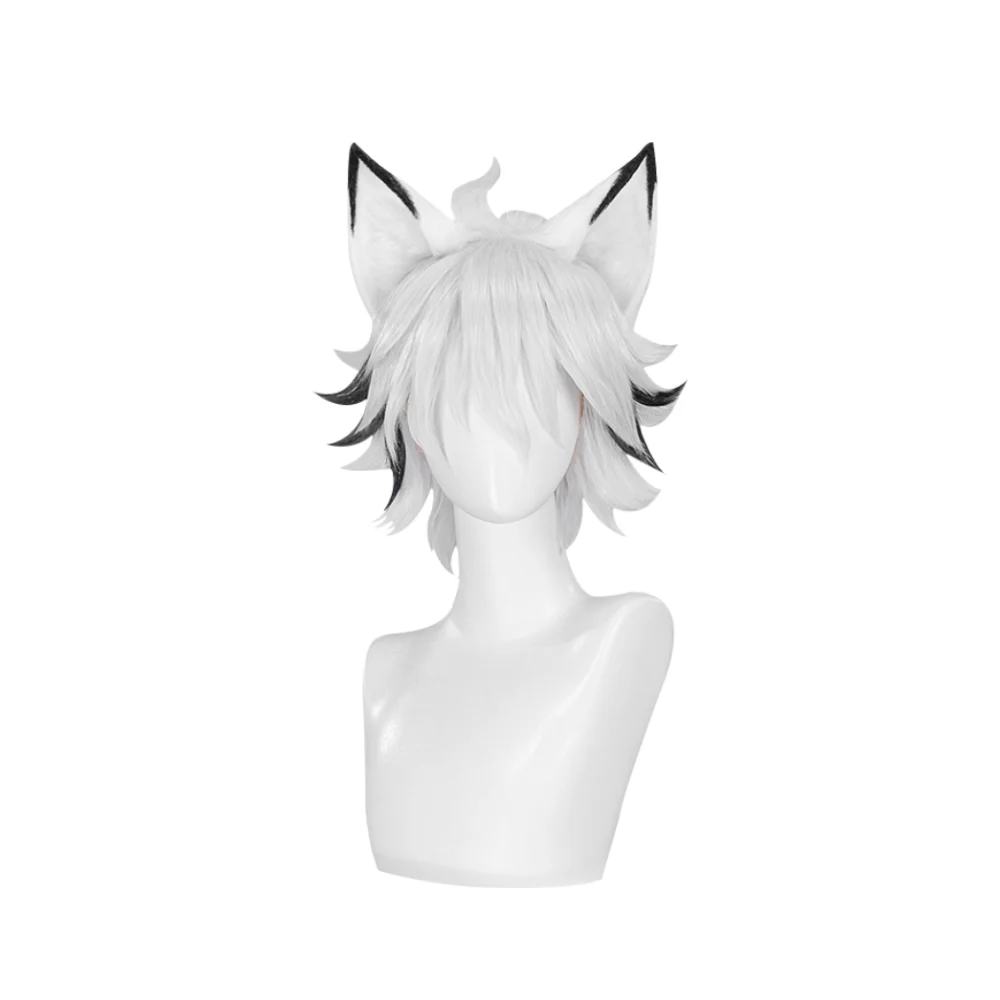 【Ready For Ship】DokiDoki Game Zenless Zone Zero Cosplay Von Lycaon Wig Short Straight White Black Hair/ Ear ZZZ - Image 3
