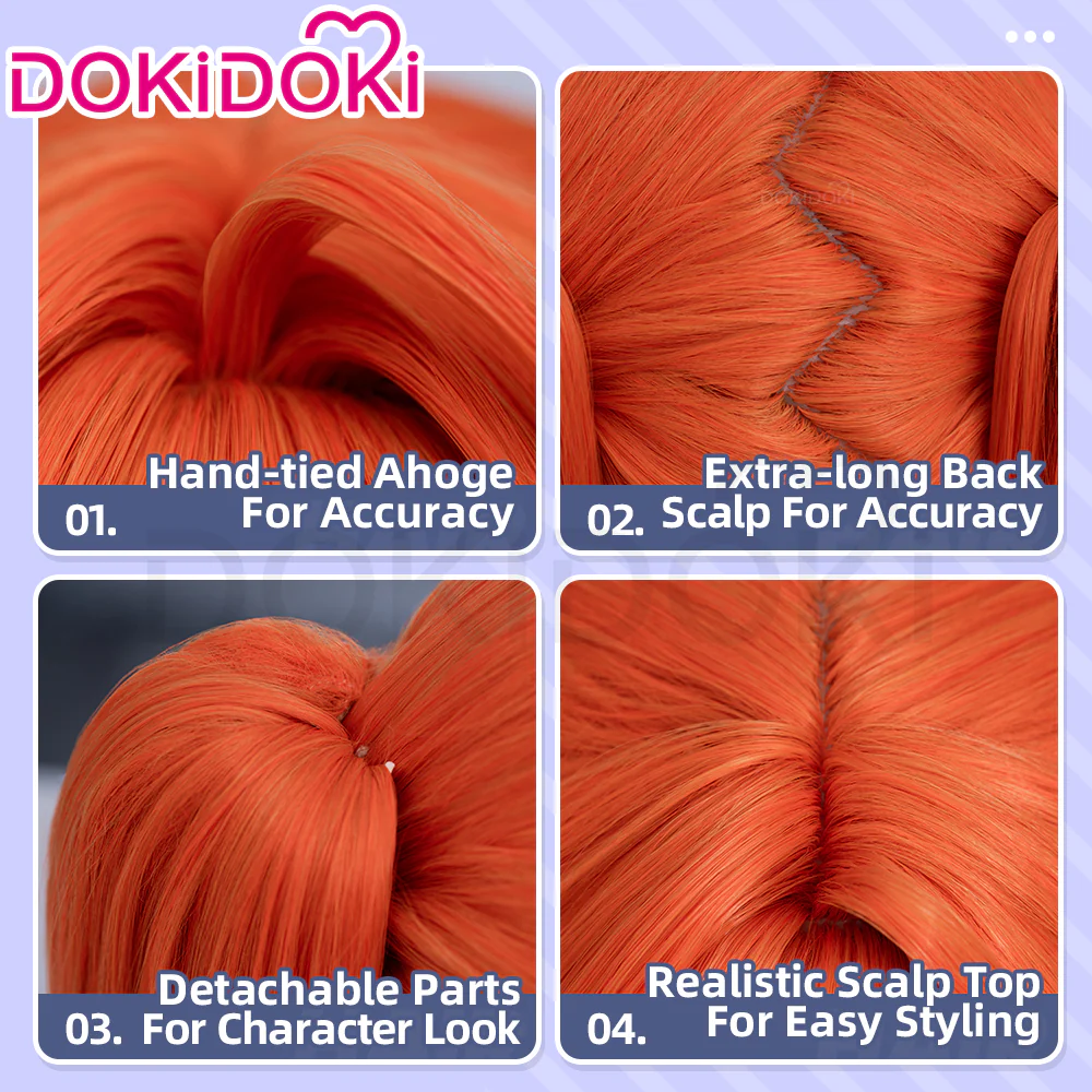 【Ready For Ship】DokiDoki Game Zenless Zone Zero Cosplay Orphie Wig Long Straight Orange Hair ZZZ - Image 4