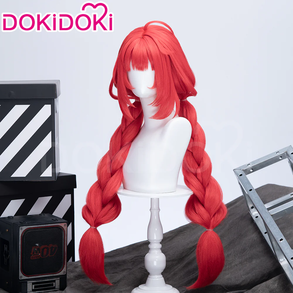 DokiDoki Game Zenless Zone Zero Cosplay Ukinami Yuzuha Wig Long Red Hair Double Pigtail Braids ZZZ - Image 2