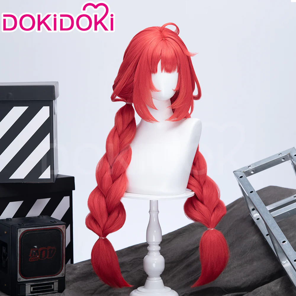 DokiDoki Game Zenless Zone Zero Cosplay Ukinami Yuzuha Wig Long Red Hair Double Pigtail Braids ZZZ - Image 3