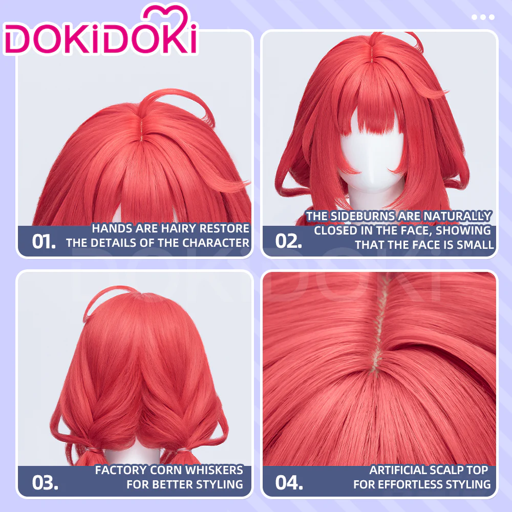 DokiDoki Game Zenless Zone Zero Cosplay Ukinami Yuzuha Wig Long Red Hair Double Pigtail Braids ZZZ - Image 4