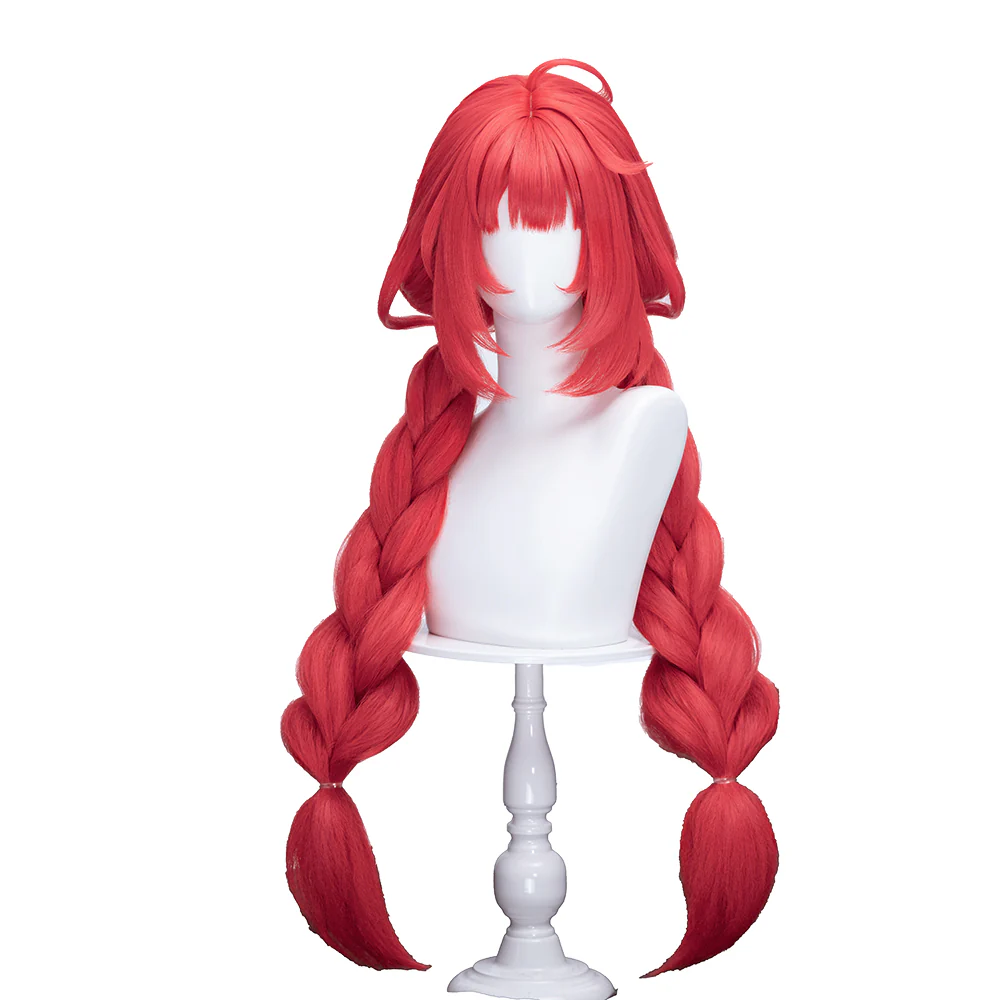 DokiDoki Game Zenless Zone Zero Cosplay Ukinami Yuzuha Wig Long Red Hair Double Pigtail Braids ZZZ - Image 5