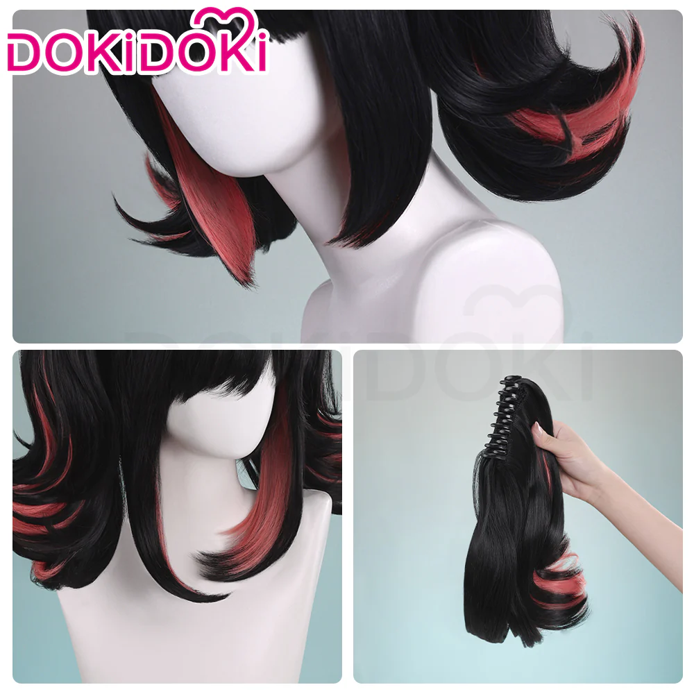 DokiDoki Game Zenless Zone Zero Cosplay Virtual Idol Wig Short Straight Black Pink Double Tail Hair - Image 3