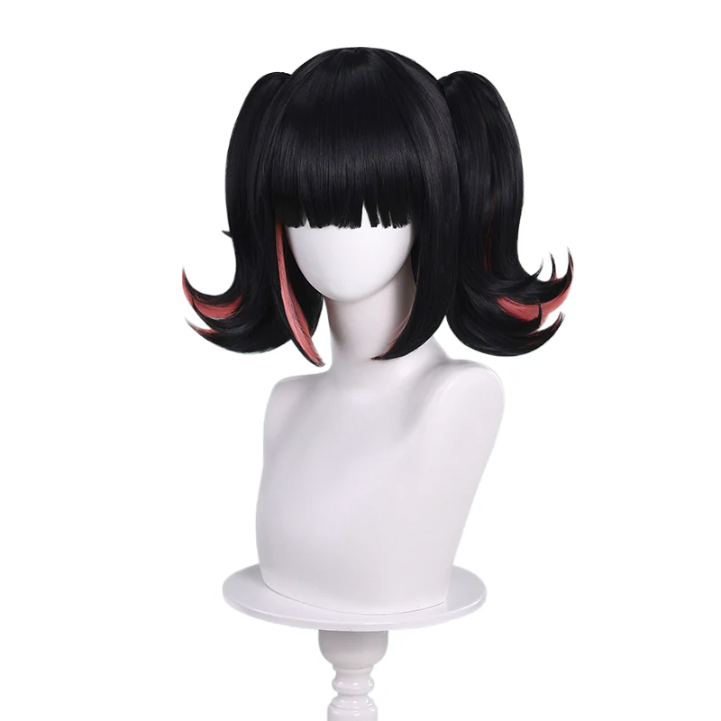 DokiDoki Game Zenless Zone Zero Cosplay Virtual Idol Wig Short Straight Black Pink Double Tail Hair - Image 6