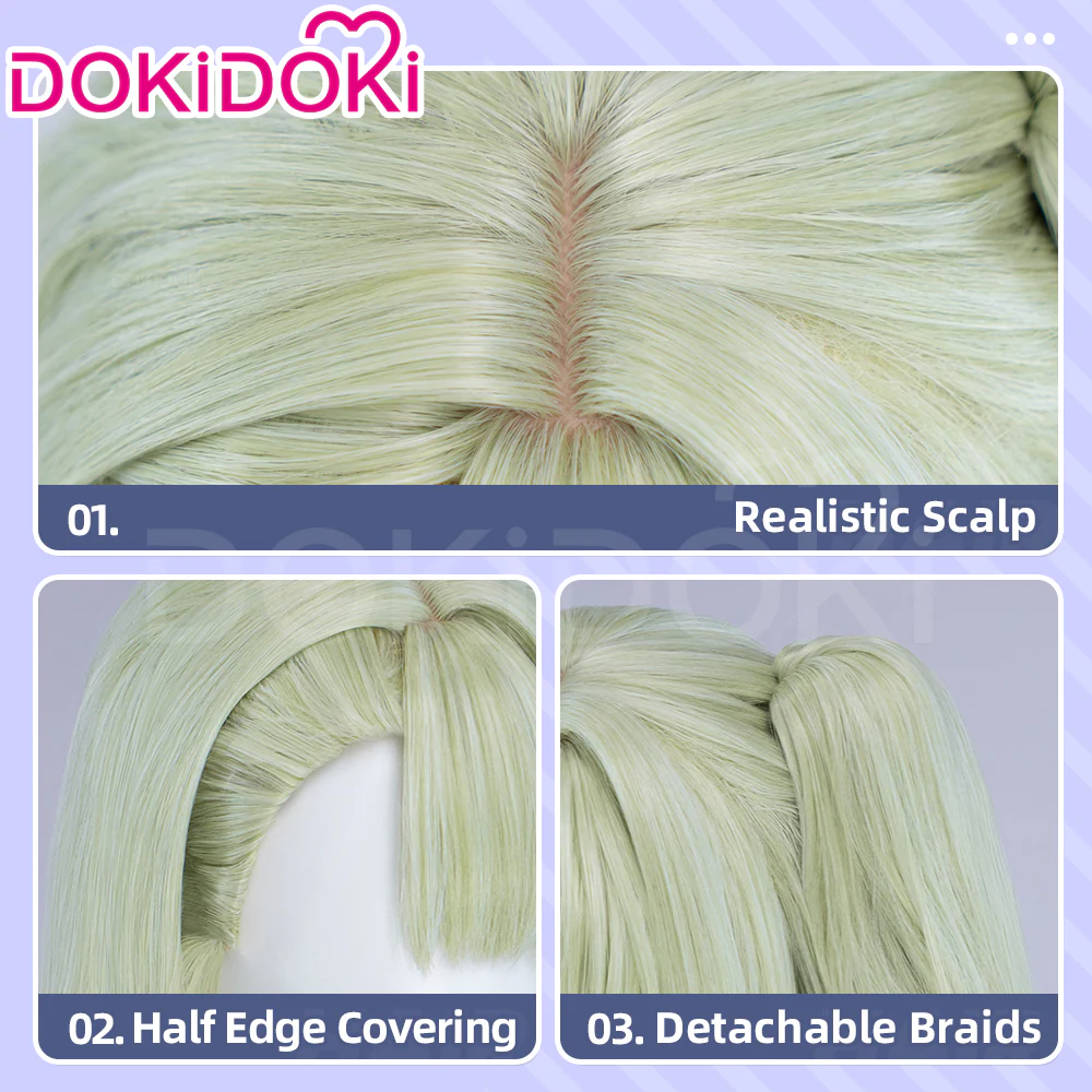 DokiDoki Game Zenless Zone Zero Cosplay Sunna Wig Long Curly Green Single Tail Hair ZZZ Chinatsu Remiel Angels of Delusion - Image 4