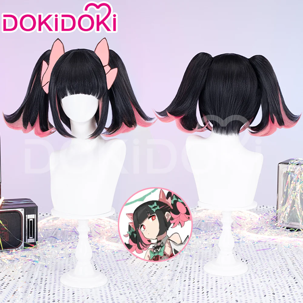 DokiDoki Game Zenless Zone Zero Cosplay Nangong Yu Wig Angels of Delusion Short Straight Black Pink Double Tail Hair  ZZZ Nan Gong Yu