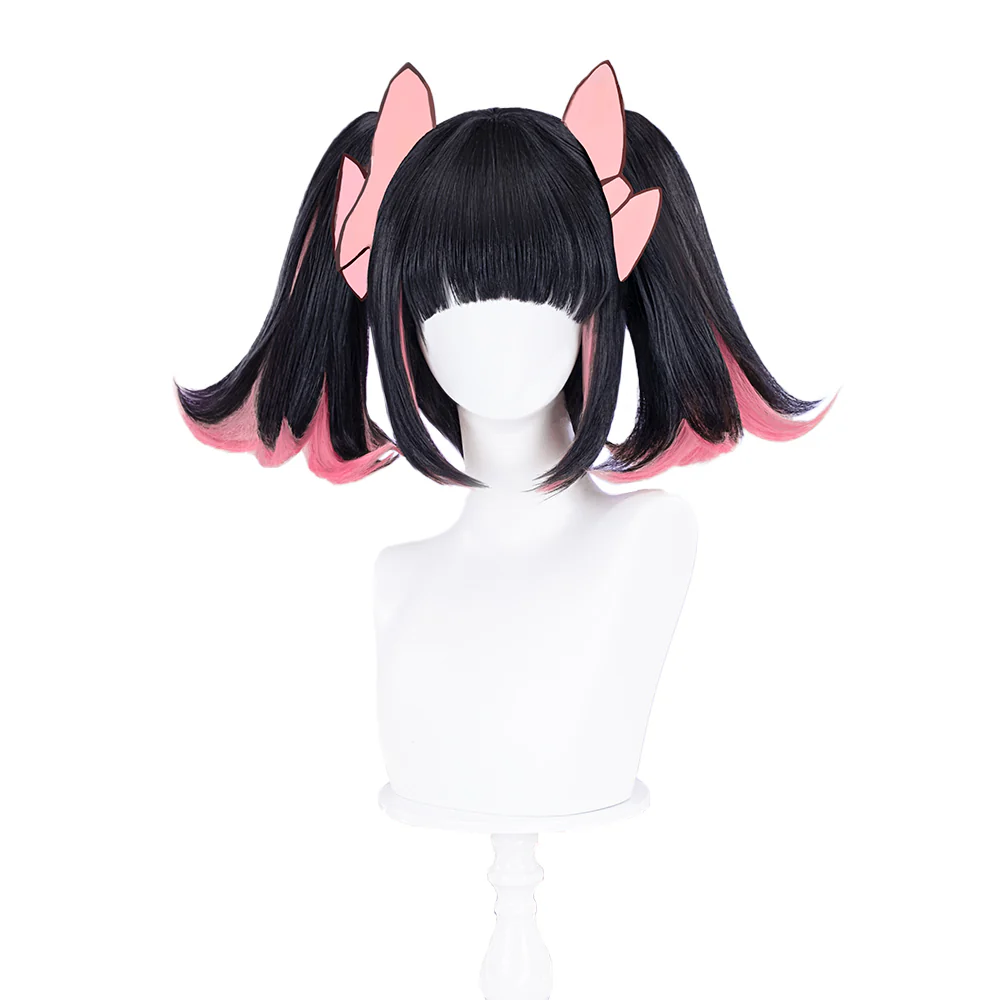 DokiDoki Game Zenless Zone Zero Cosplay Nangong Yu Wig Angels of Delusion Short Straight Black Pink Double Tail Hair  ZZZ Nan Gong Yu - Image 5