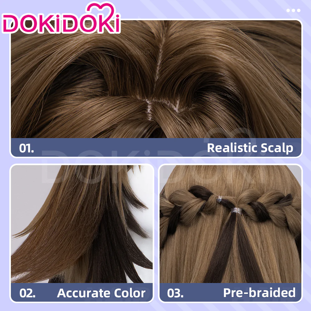 【Ready For Ship】DokiDoki Game Zenless Zone Zero Cosplay Ye Shunguang Wig Long Straight Brown / Grey White Hair ZZZ Ye Shun Guang - Image 5