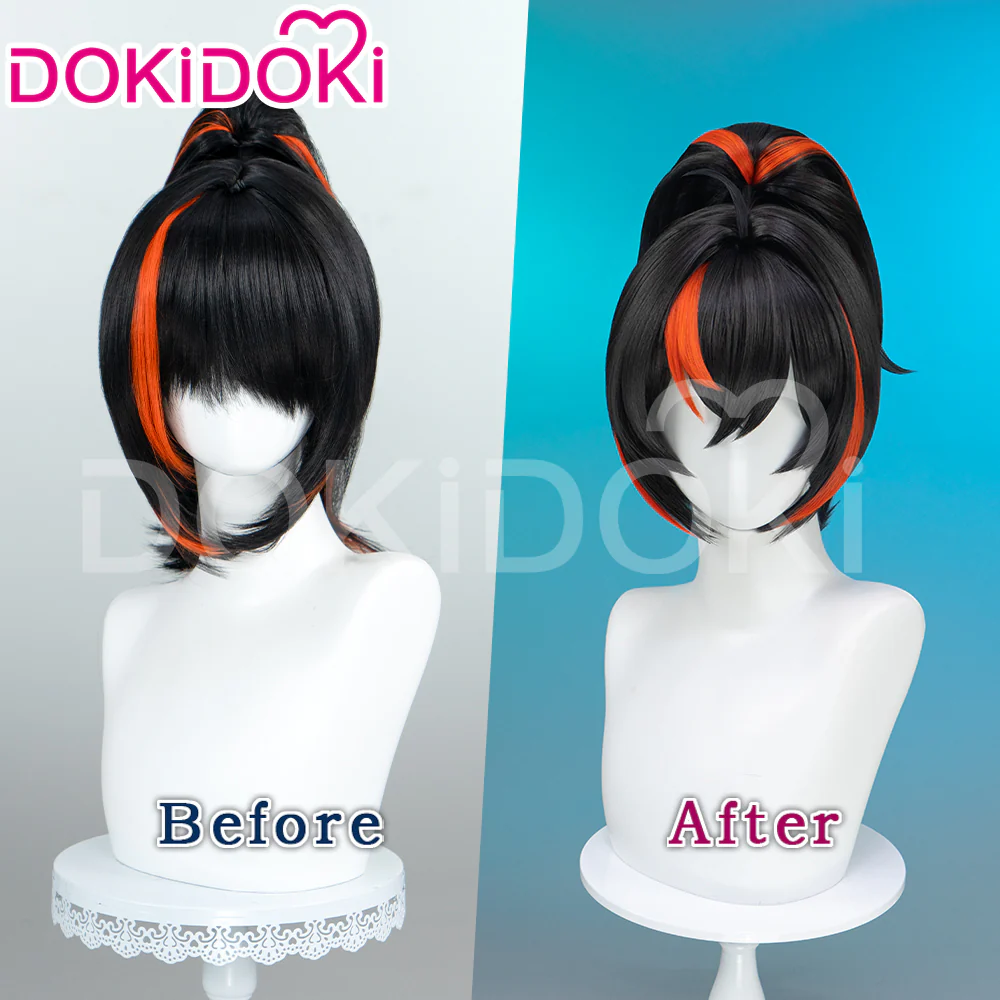 【Ready For Ship】DokiDoki Game Zenless Zone Zero Cosplay Zhu Yuan Wig Long Straight Black Orange Highlight Hair Ponytail Zhuyuan - Image 2