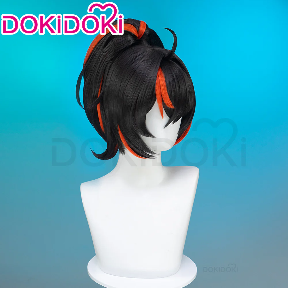 【Ready For Ship】DokiDoki Game Zenless Zone Zero Cosplay Zhu Yuan Wig Long Straight Black Orange Highlight Hair Ponytail Zhuyuan - Image 3