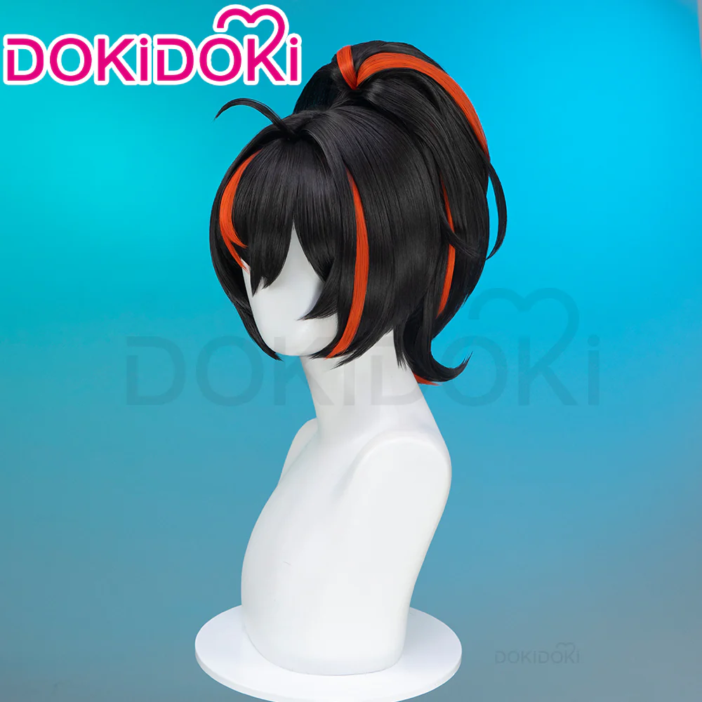 【Ready For Ship】DokiDoki Game Zenless Zone Zero Cosplay Zhu Yuan Wig Long Straight Black Orange Highlight Hair Ponytail Zhuyuan - Image 4