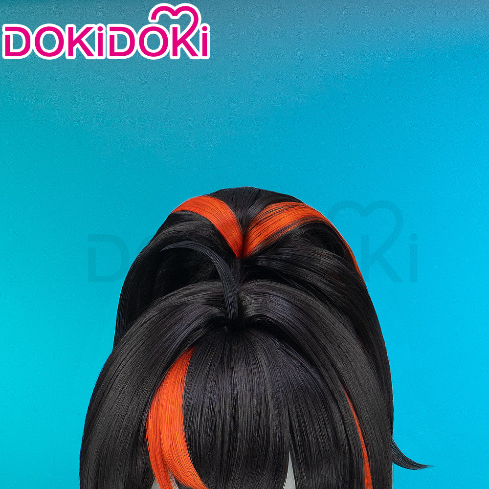 【Ready For Ship】DokiDoki Game Zenless Zone Zero Cosplay Zhu Yuan Wig Long Straight Black Orange Highlight Hair Ponytail Zhuyuan - Image 5