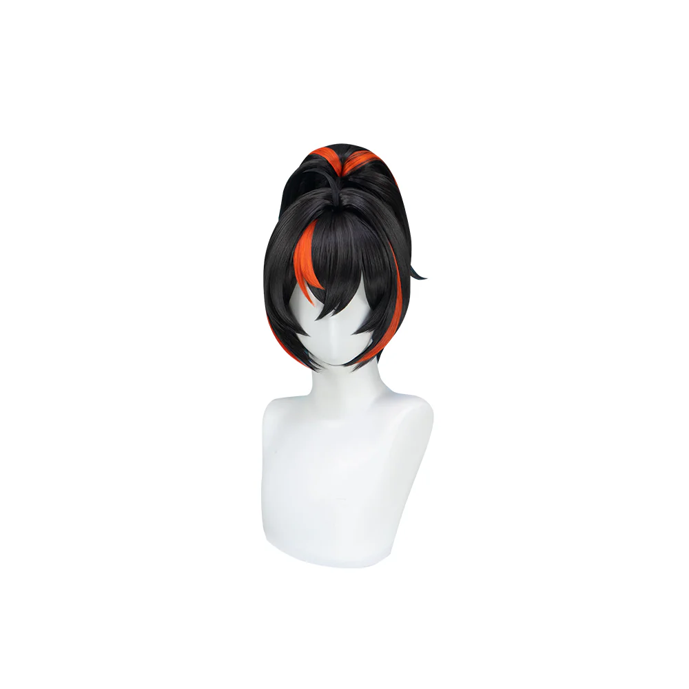 【Ready For Ship】DokiDoki Game Zenless Zone Zero Cosplay Zhu Yuan Wig Long Straight Black Orange Highlight Hair Ponytail Zhuyuan - Image 6