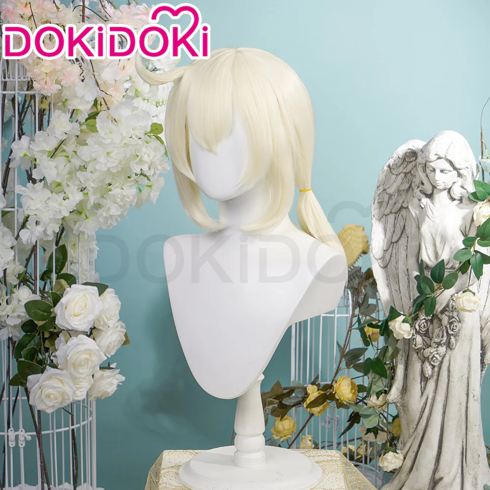 【Ready For Ship】DokiDoki GenShin Impact Cosplay Wig Klee Short Straight White Hair Women - Image 3
