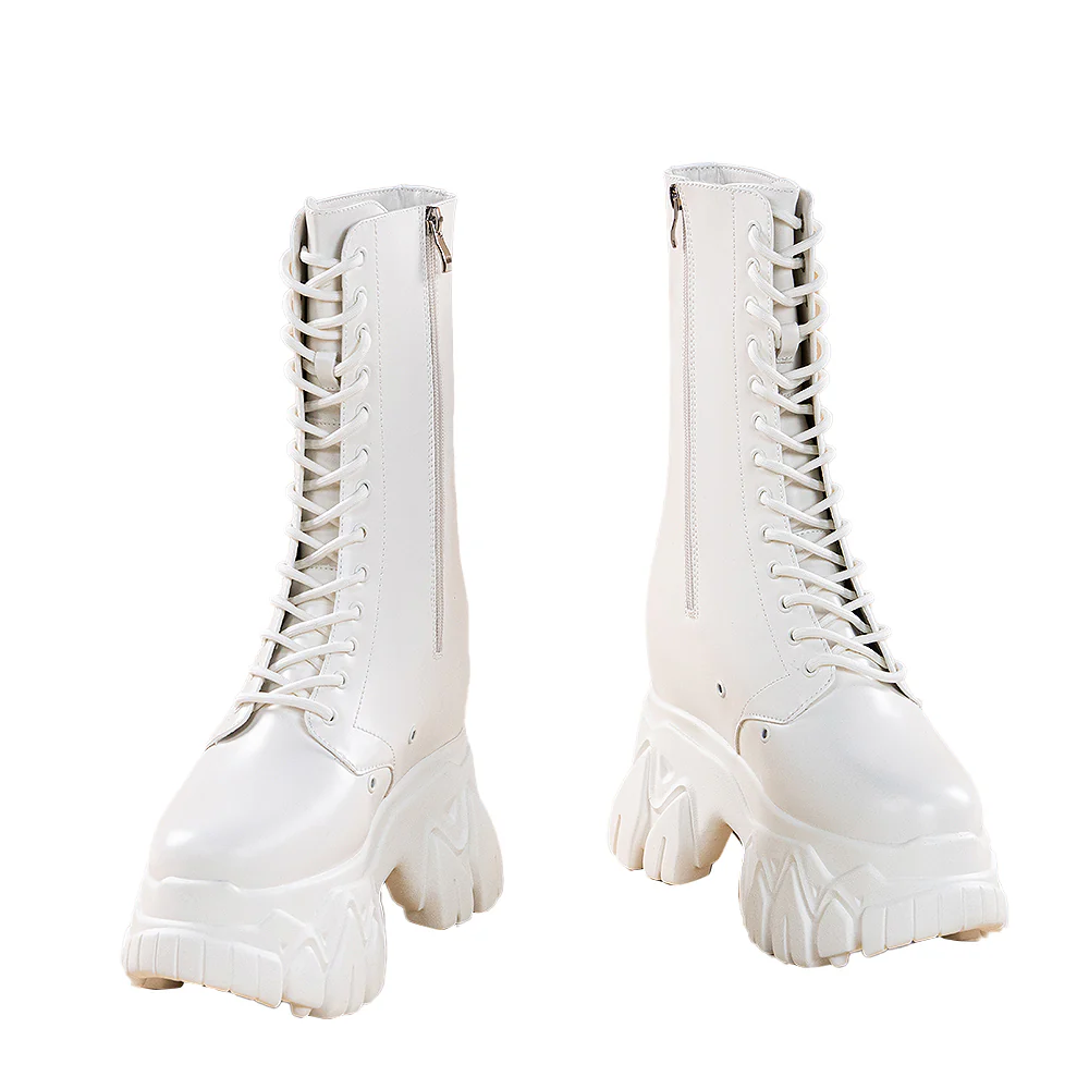 【Partially In Stock】【18 CM】DokiDoki Height Increasing Shoes / Elevator Shoes Martin Boots Black White Invisible Thick-Soled 18CM - Image 4