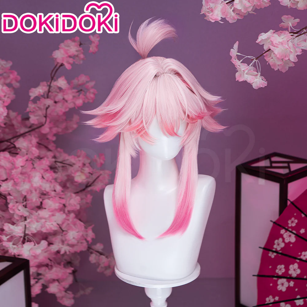 DokiDoki Honkai: Star Rail Cosplay Evanescia Wig Long Pink Gradient Hair Planarcadia - Image 3