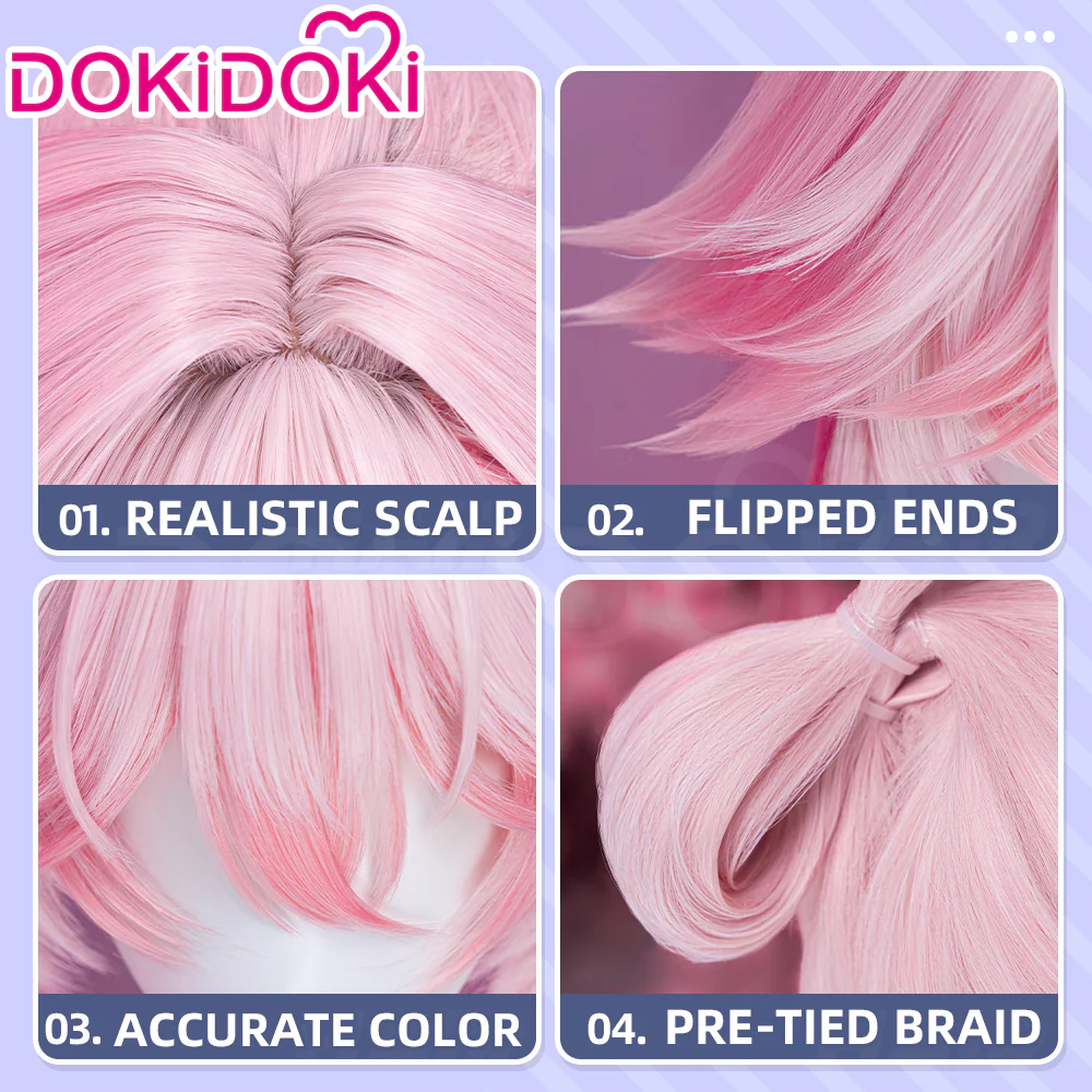 DokiDoki Honkai: Star Rail Cosplay Evanescia Wig Long Pink Gradient Hair Planarcadia - Image 4