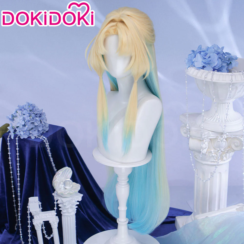 DokiDoki Honkai: Star Rail Cosplay Pearl Wig Long Straight Blonde Blue Gradient Hair Ten Stonehearts - Image 2
