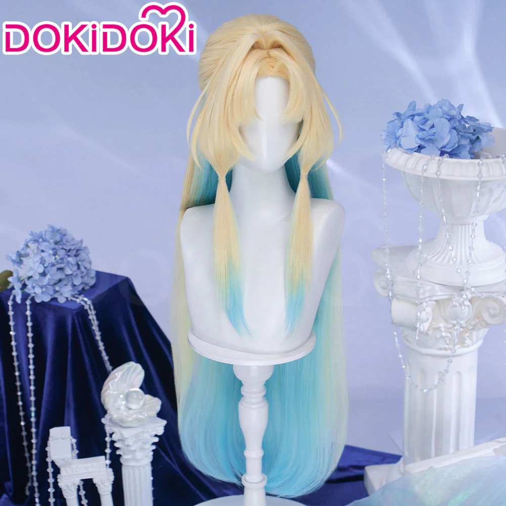 DokiDoki Honkai: Star Rail Cosplay Pearl Wig Long Straight Blonde Blue Gradient Hair Ten Stonehearts - Image 3