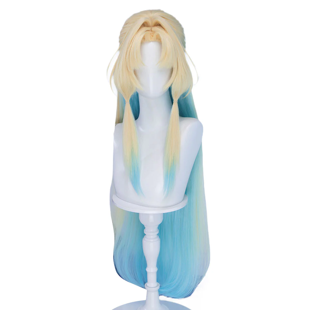 DokiDoki Honkai: Star Rail Cosplay Pearl Wig Long Straight Blonde Blue Gradient Hair Ten Stonehearts - Image 5