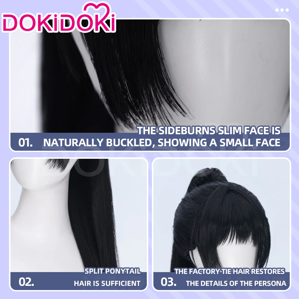 【Ready For Ship】DokiDoki Manga Anime I Want to Love You Till Your Dying Day Cosplay Lizzy Seiran Wig Long Straight Black Hair Ponytail - Image 4