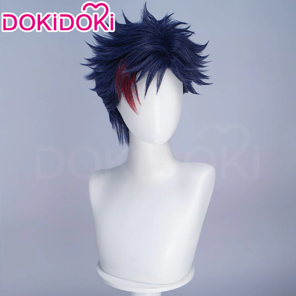 DokiDoki Manga Anime Record of Ragnarok Cosplay Qin Shi Huang Wig Short Dark Blue Red Highlight Hair Ying Zheng Qinshihuang - Image 3