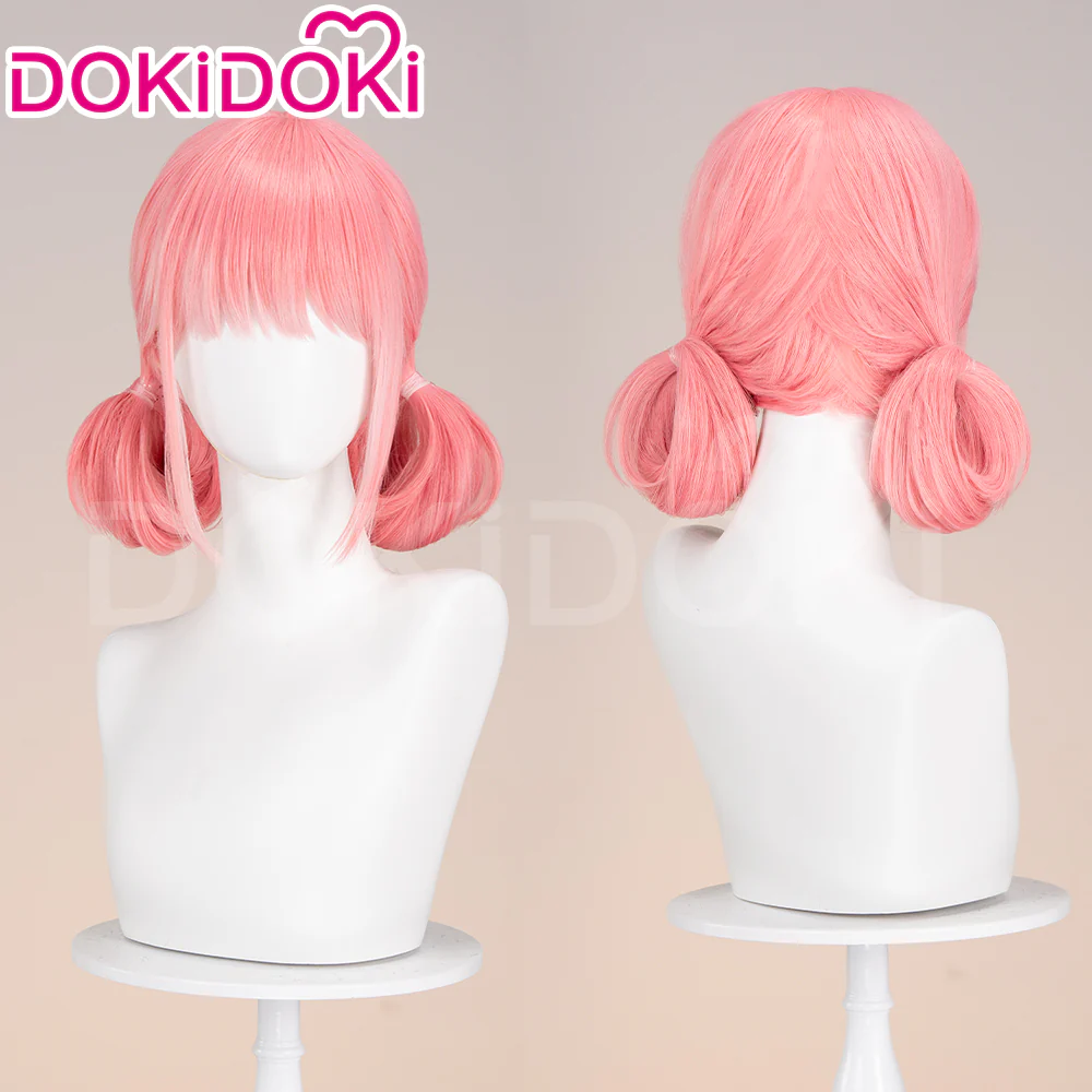 【Ready For Ship】DokiDoki Manga  Cosplay  Wig Short Straight Peachy Pink Hair Two Buns