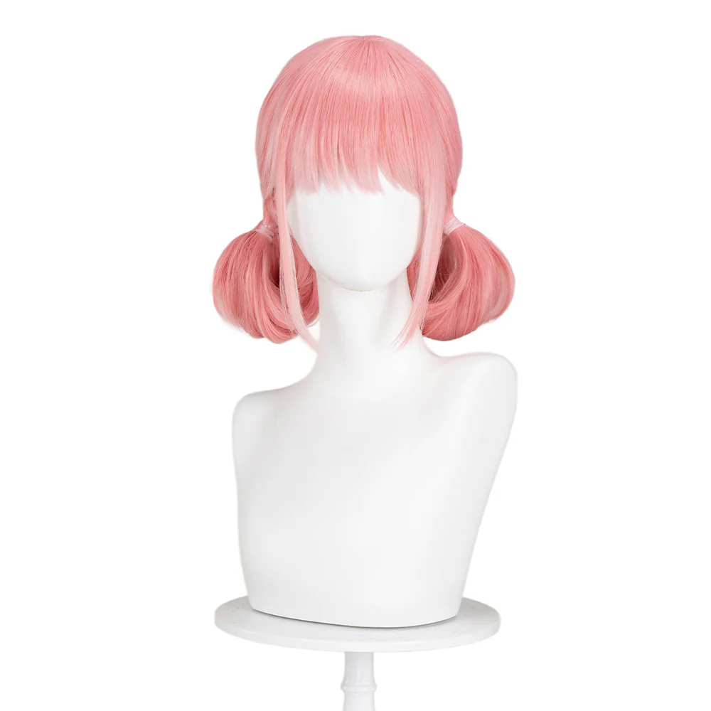 【Ready For Ship】DokiDoki Manga  Cosplay  Wig Short Straight Peachy Pink Hair Two Buns - Image 5
