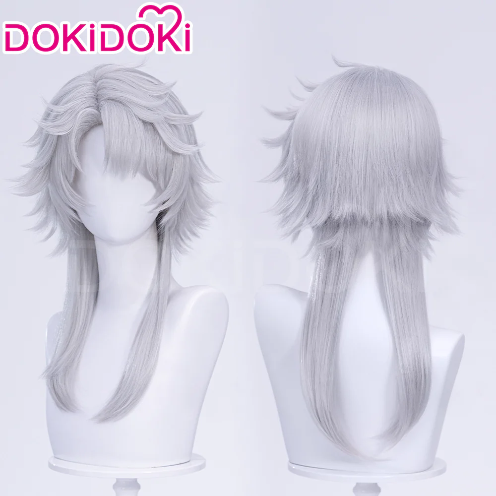 【Ready For Ship】DokiDoki Manga Cosplay Women Devil Wig Long Straight Silver Hair