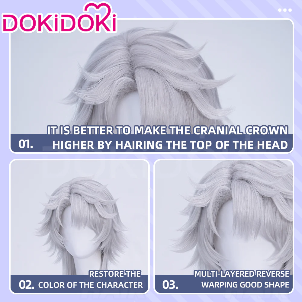 【Ready For Ship】DokiDoki Manga Cosplay Women Devil Wig Long Straight Silver Hair - Image 4