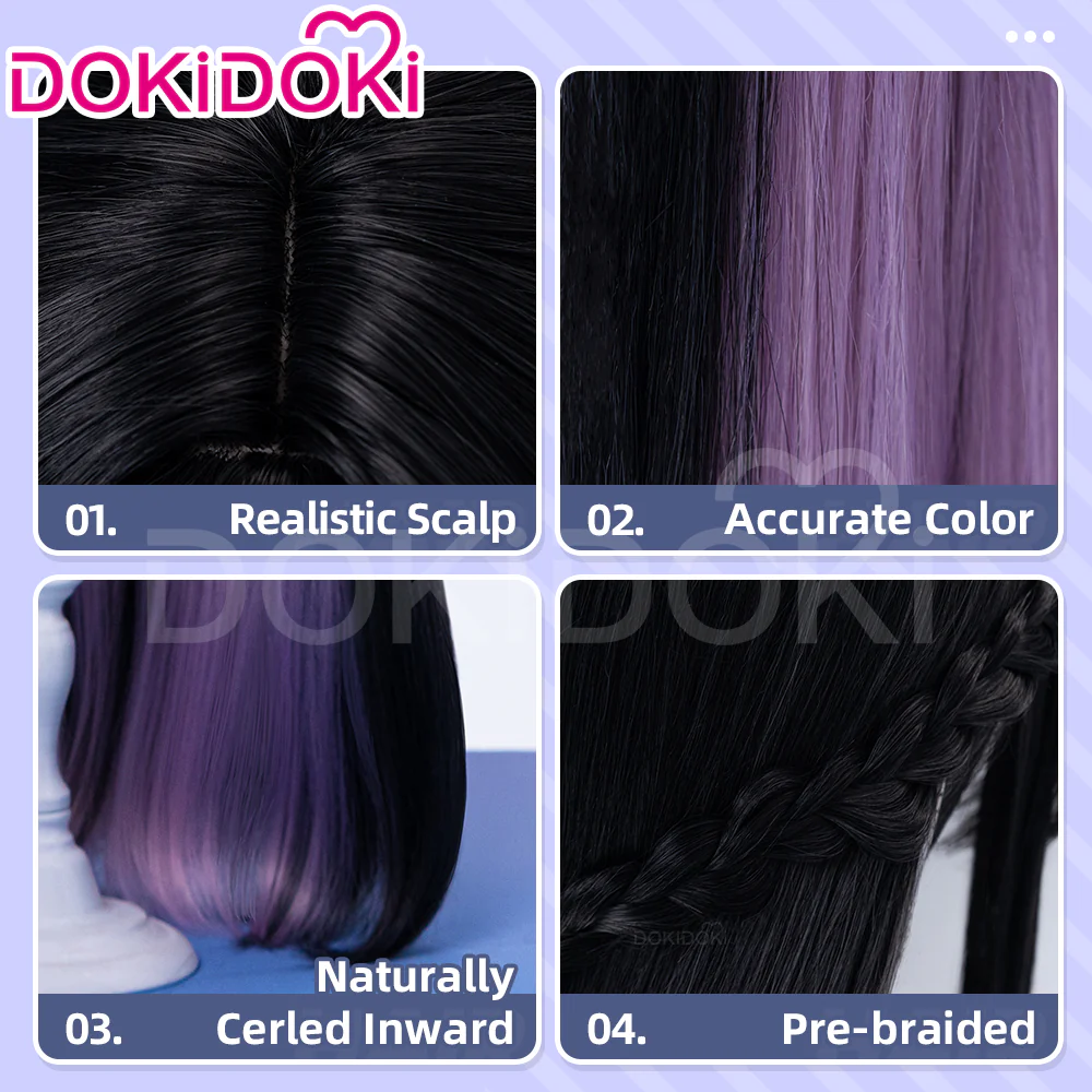 DokiDoki Manga Novel There's No Freaking Way I'll be Your Lover! Unless... Cosplay Koto Satsuki Wig Long Straight Black Purple Hair - Image 4