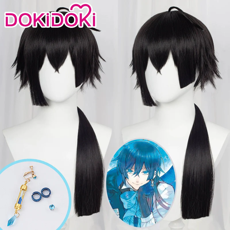 【Ready For Ship】DokiDoki Anime The Case Study of Vanitas Cosplay Vanitas Cosplay Wig / Earrings  Vanitas no Carte long Black Wig Men
