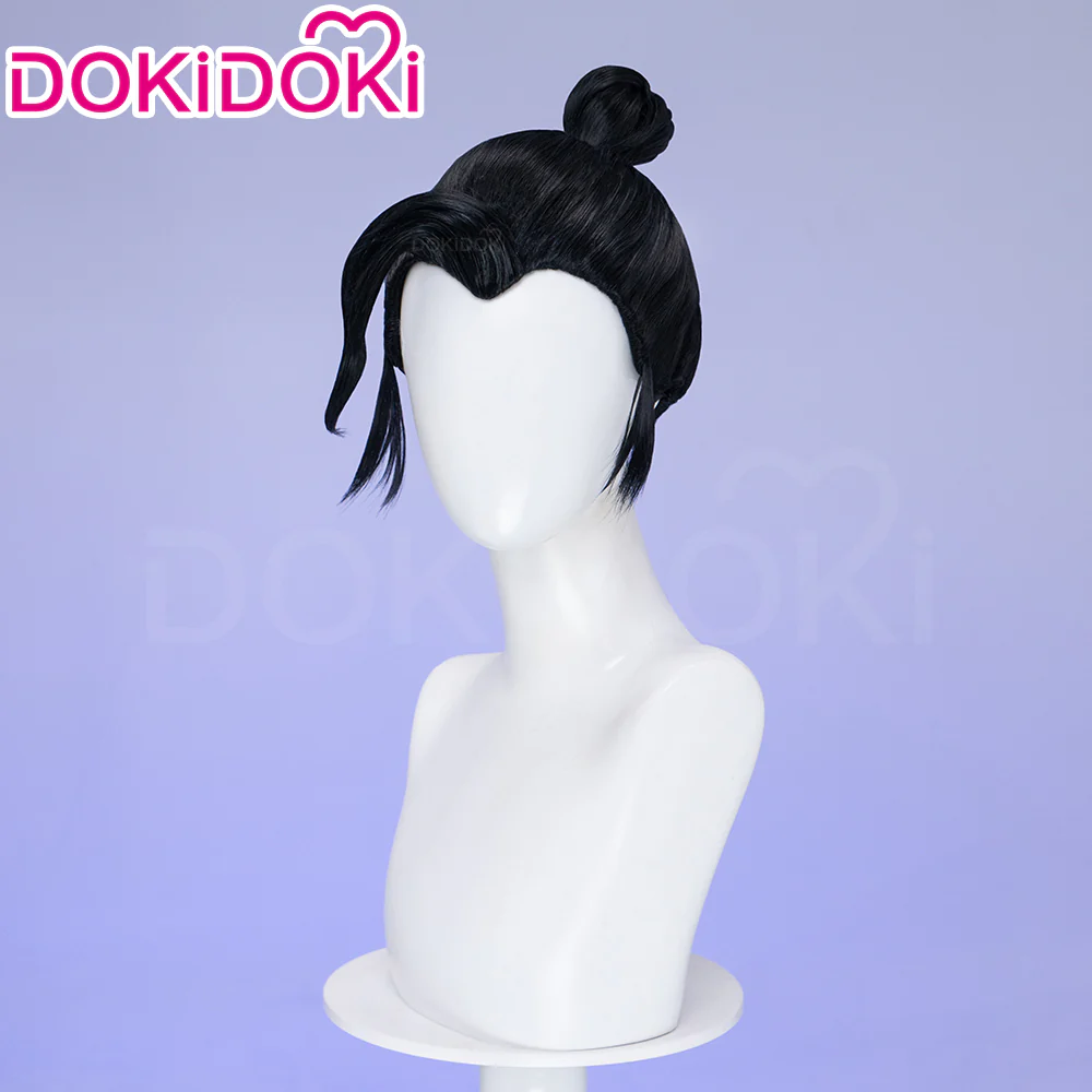 DokiDoki Movie Anime Cosplay Men Wig Short Black Hair Buns - Image 2