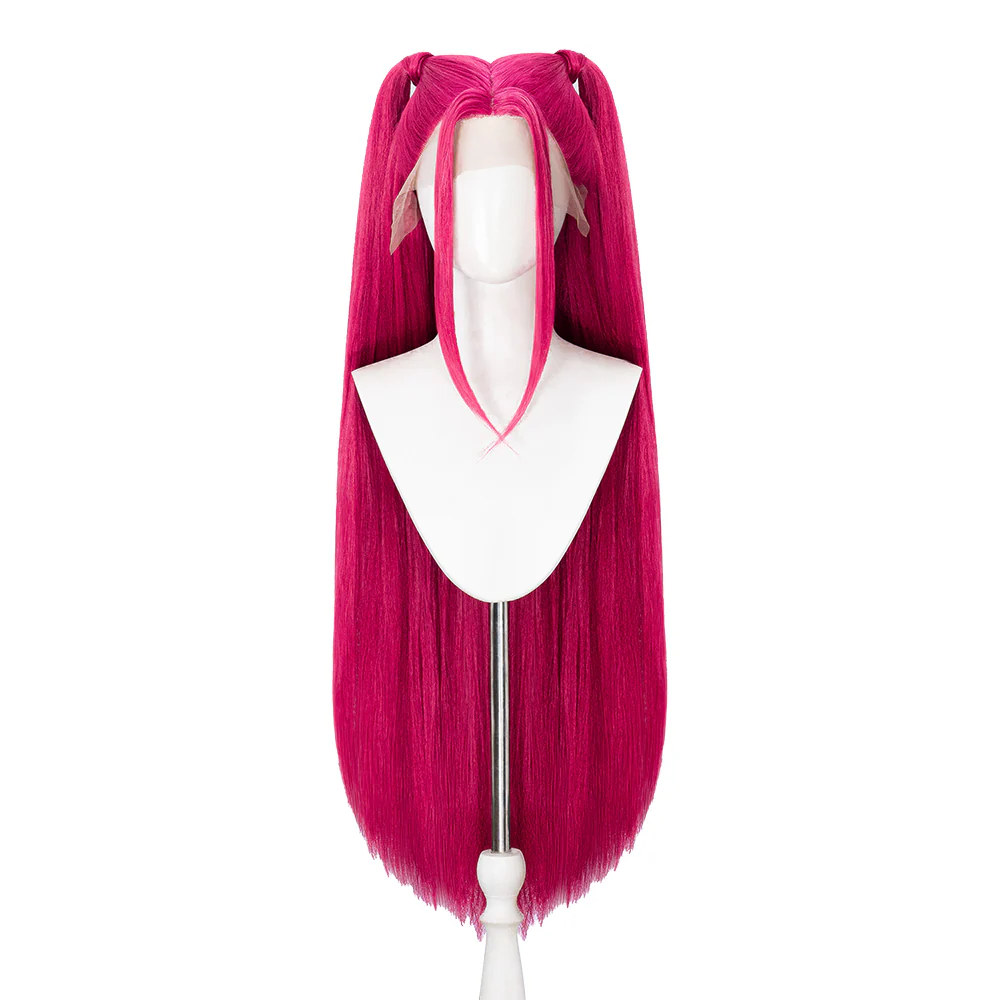 【Ready For Ship】【FRONT LACE】DokiDoki Movie Anime Cosplay Women Wig Long Pink Straight Hair Two Ponytails - Image 6