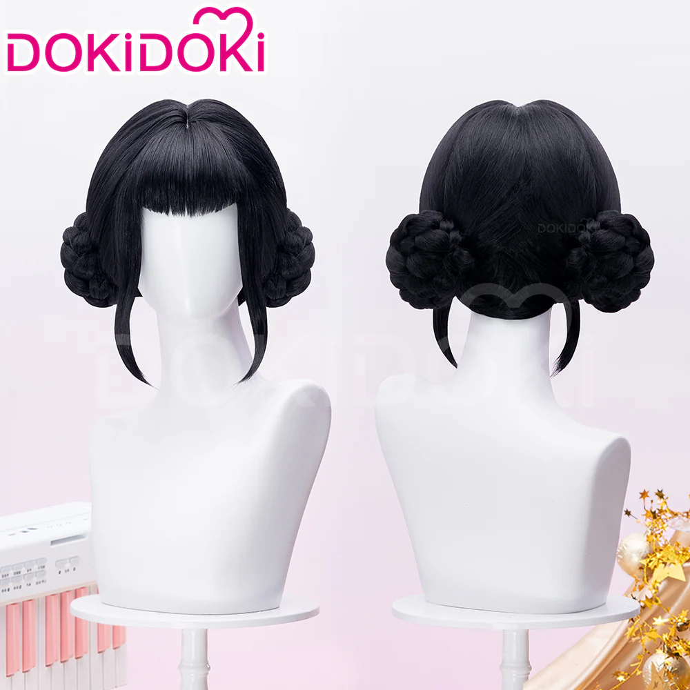 【Partially Ready For Ship】DokiDoki Movie Anime Cosplay Women Wig / Earrings / Hat Short Black Hair Double Buns - Image 2