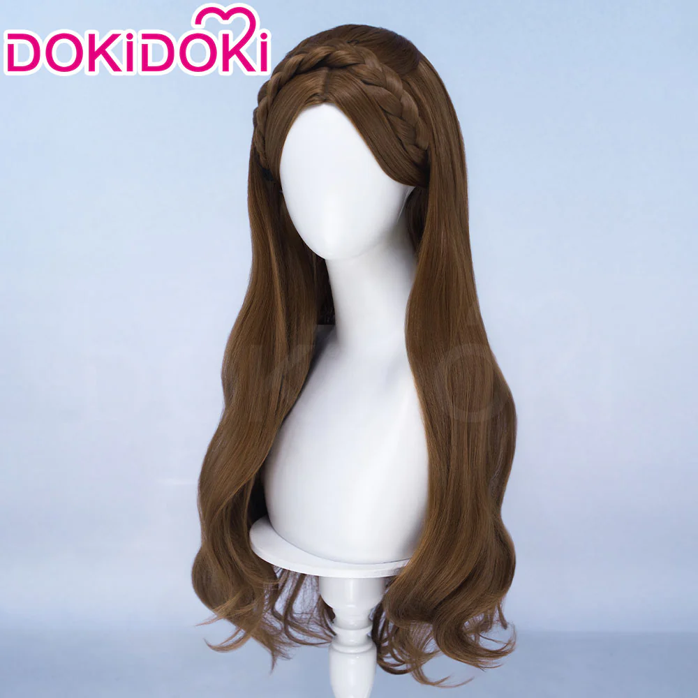 DokiDoki Movie Cosplay Wig Long Curly Brown Braided Headband Hair - Image 2