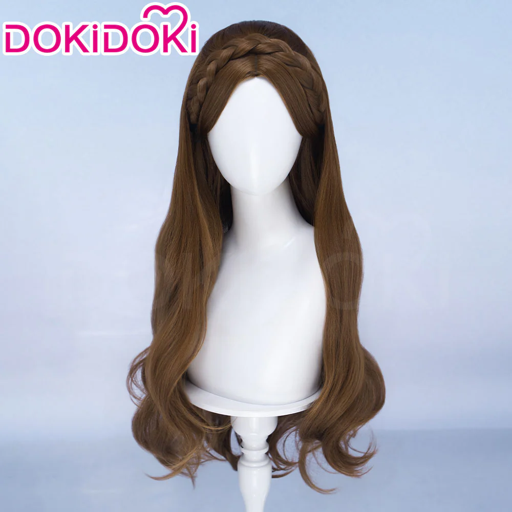 DokiDoki Movie Cosplay Wig Long Curly Brown Braided Headband Hair - Image 3