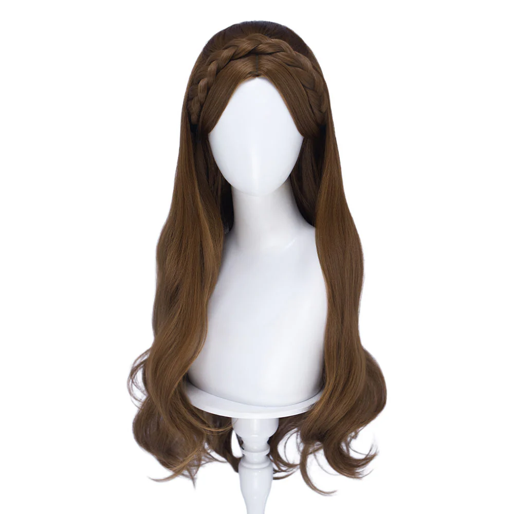 DokiDoki Movie Cosplay Wig Long Curly Brown Braided Headband Hair - Image 5