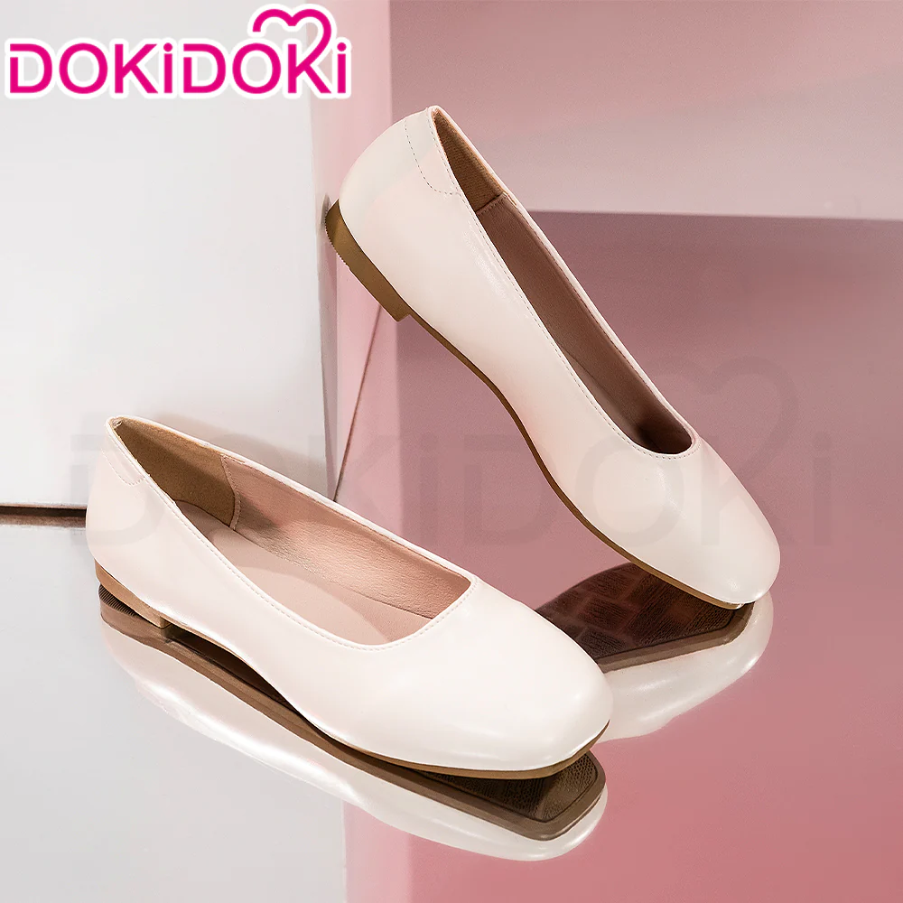 DokiDoki Movie Game Cosplay Nurse White Shoes Round Toe Low Heel - Image 2