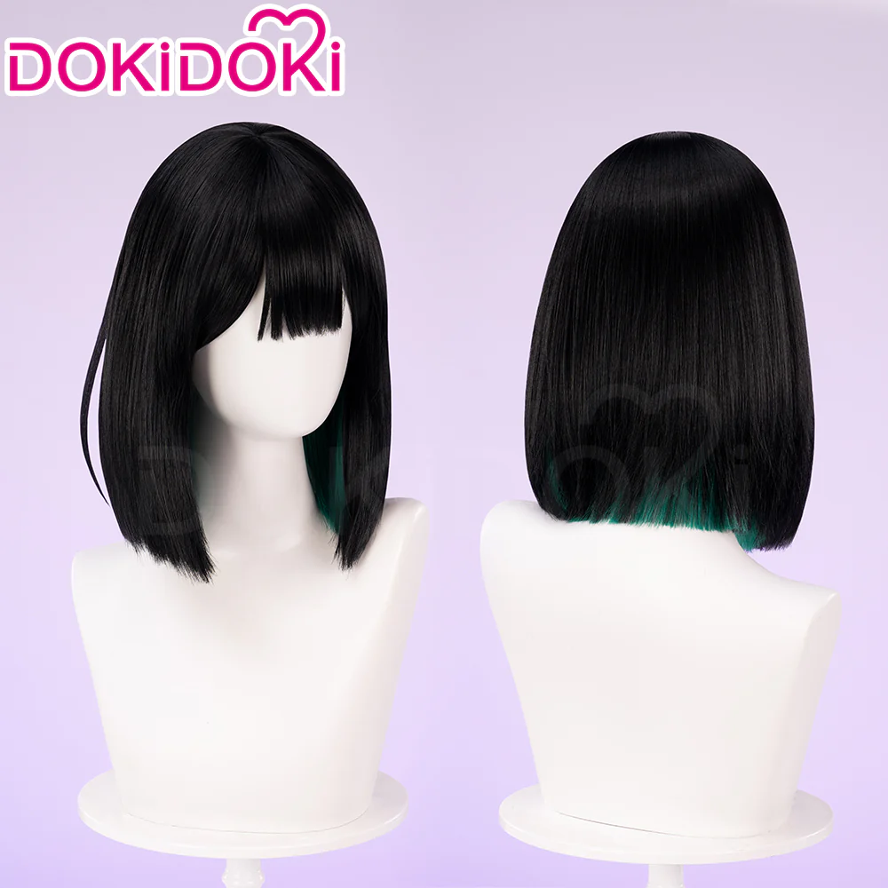 【Partially Ready For Ship】DokiDoki Music Video Cosplay Wig Short Black / Green Rendering Straight Hair / Earring - Image 6