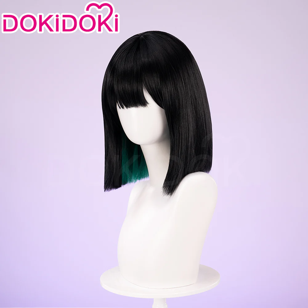 【Partially Ready For Ship】DokiDoki Music Video Cosplay Wig Short Black / Green Rendering Straight Hair / Earring - Image 7