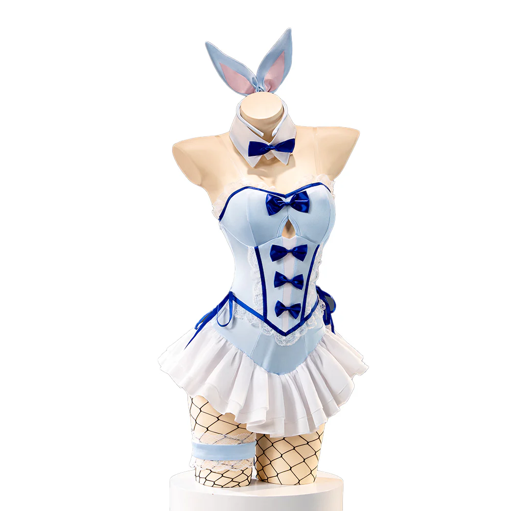 DokiDoki-N Anime Cosplay Sexy Bunny Girl Blue Cute Costume - Image 5
