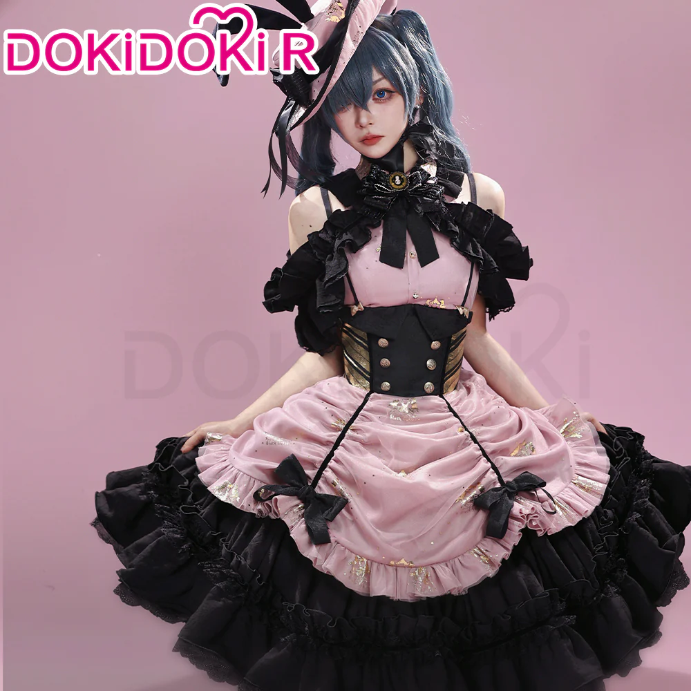 DokiDoki-R Anime Black Butler Cosplay Kuroshitsuji Ciel Phantomhive Costume Doujin Cafe Black Pink Dress