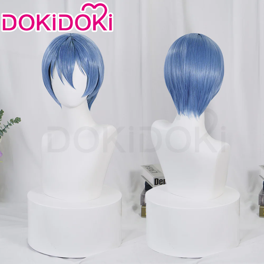 DokiDoki Anime Cosplay Wig Blue Short Straight Hair - Image 2