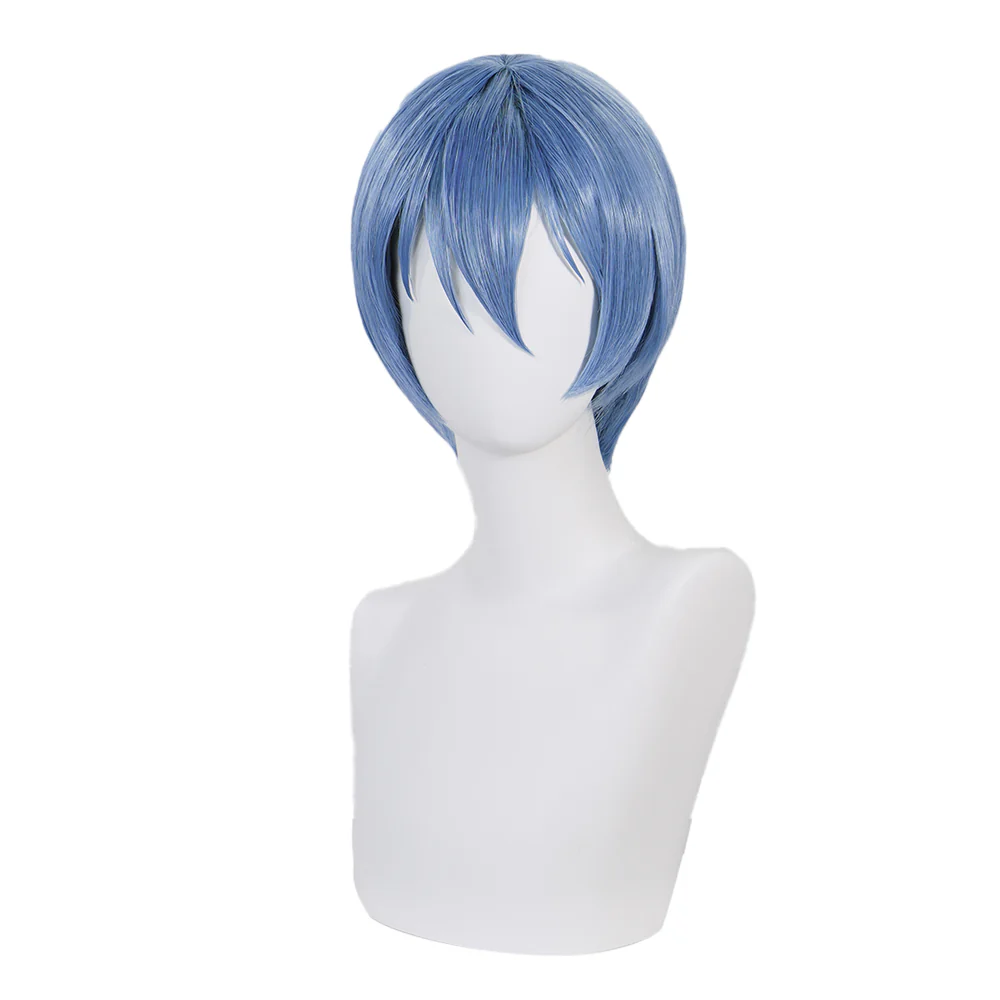 DokiDoki Anime Cosplay Wig Blue Short Straight Hair - Image 4